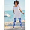 Woman Within Plus Size Stretch-Cotton Knit Pull-On Printed Leggings(Black Tie Dye Palm)