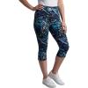 Woman Within Plus Size Stretch-Cotton Knit Pull-On Printed Capri Leggings(Black Tie Dye Palm)