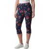 Woman Within Plus Size Stretch-Cotton Knit Pull-On Printed Capri Leggings(Navy Poppy)