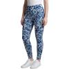 Woman Within Plus Size Stretch-Cotton Knit Pull-On Printed Pocket Leggings(Navy Batik Sunflower)