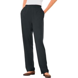 Woman Within Plus Size 7-Day Straight-Leg Elastic-Waist Stretchy Knit Pant(Heather Charcoal)