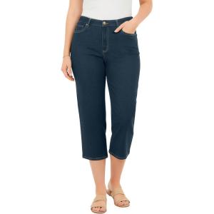 Woman Within Plus Size Clean Front Denim Capri(Indigo)