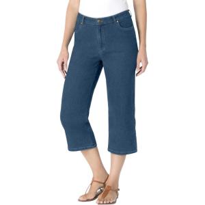 Woman Within Plus Size Clean Front Denim Capri(Medium Stonewash)