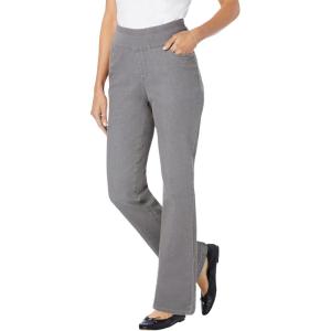 Woman Within Plus Size Flex Pull-On Bootcut Gap-Free Stretch Denim Jeans(Grey Denim)