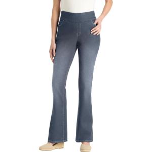 Woman Within Plus Size Flex Pull-On Bootcut Gap-Free Stretch Denim Jeans(Stonewash Sanded)