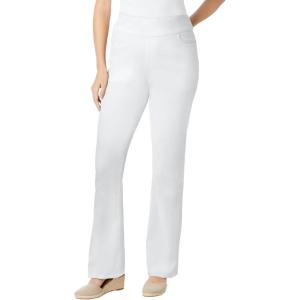 Woman Within Plus Size Flex Pull-On Bootcut Gap-Free Stretch Denim Jeans(White)