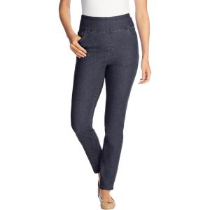 Woman Within Plus Size Flex Slim-Leg Pull-On Gap-Free Stretch-Denim Jeans(Indigo)