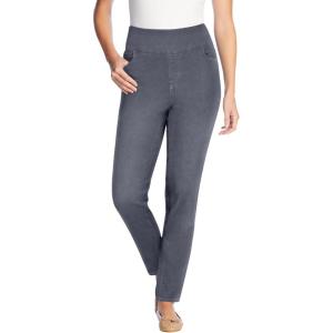 Woman Within Plus Size Flex Slim-Leg Pull-On Gap-Free Stretch-Denim Jeans(Stonewash Sanded)