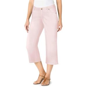 Woman Within Plus Size Petite Stretch Denim Five-Pocket Capri Jeans(Delicate Pink)