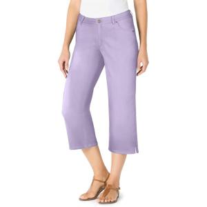 Woman Within Plus Size Petite Stretch Denim Five-Pocket Capri Jeans(Pale Lilac)