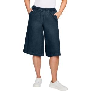 Woman Within Plus Size Relaxed Fit Coulotte(Indigo)