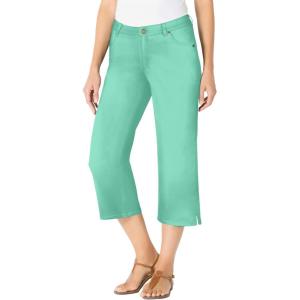 Woman Within Plus Size Stretch Denim Five-Pocket Capri Jeans(Pale Seafoam)