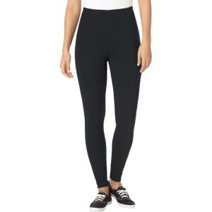 Woman Within Plus Size Tall Stretch-Cotton Knit Pull-On Leggings – 5X, Heather Charcoal