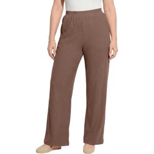 Woman Within Plus Size Wide-Leg Texture Knit Pant(Mocha Nude)