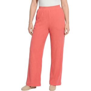Woman Within Plus Size Wide-Leg Texture Knit Pant(Sweet Coral)