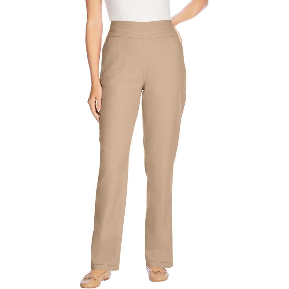 image:imageWoman Within Plus Size Flex PullOn StraightLeg GapFree Stretch Denim JeansNew Khaki