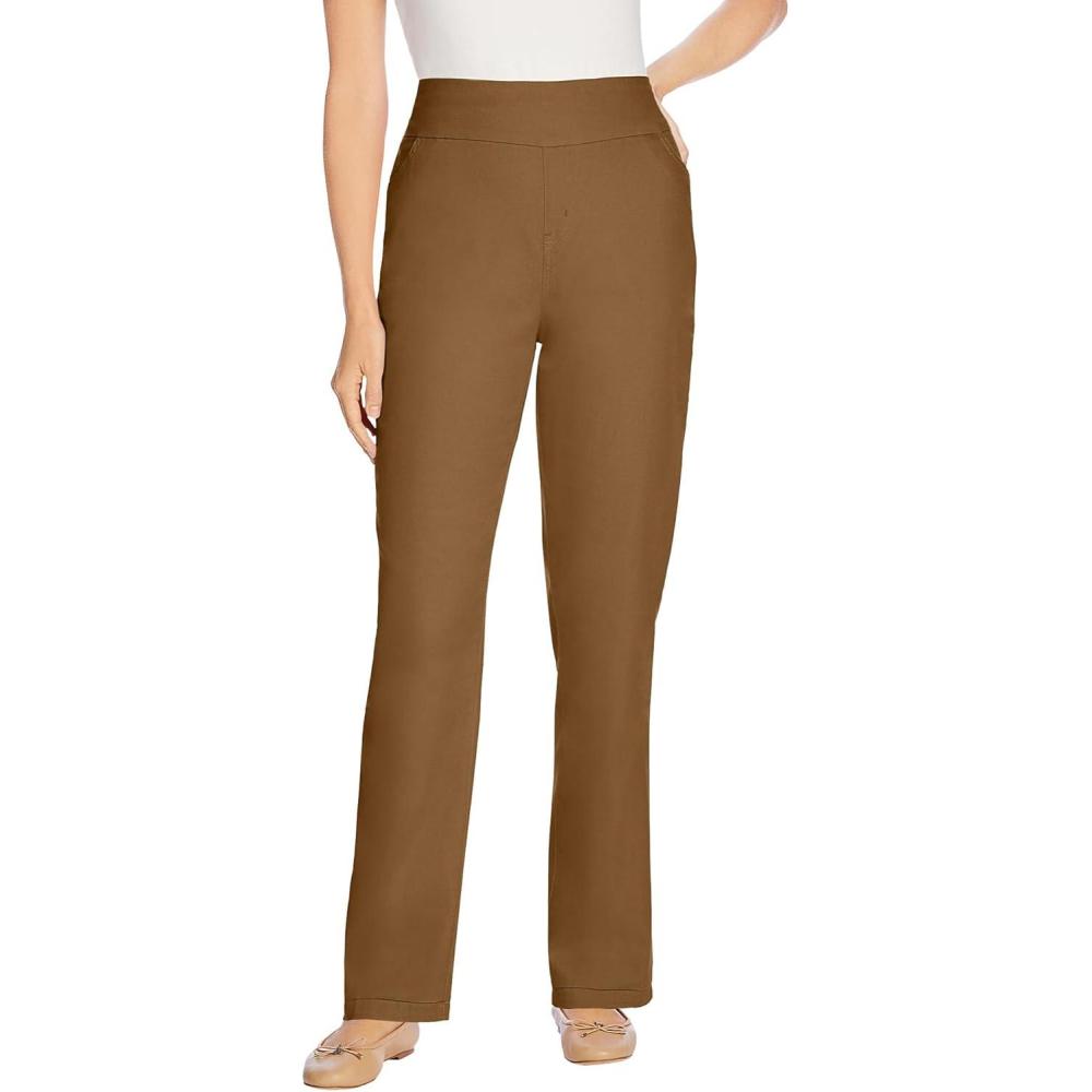 image:imageWoman Within Plus Size Flex PullOn StraightLeg GapFree Stretch Denim JeansToffee