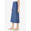 Woman Within Plus Size Petite Pull-On Flex Elastic-Waist Stretch Denim Skirt(Black)