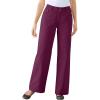 Woman Within Plus Size Perfect Wide-Leg All-Cotton Denim Five-Pocket Jeans(Deep Claret)
