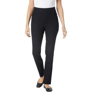 Woman Within Plus Size Flex Pull-On Straight-Leg Gap-Free Stretch Denim Jeans(Black)