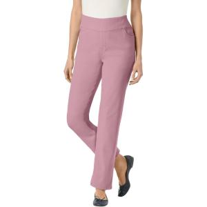 Woman Within Plus Size Flex Pull-On Straight-Leg Gap-Free Stretch Denim Jeans(Dusty Pink)