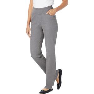 Woman Within Plus Size Flex Pull-On Straight-Leg Gap-Free Stretch Denim Jeans(Grey Denim)