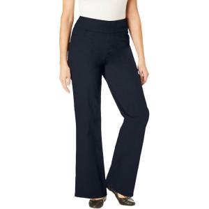 Woman Within Plus Size Flex Pull-On Wide-Leg Denim Jean(Black)