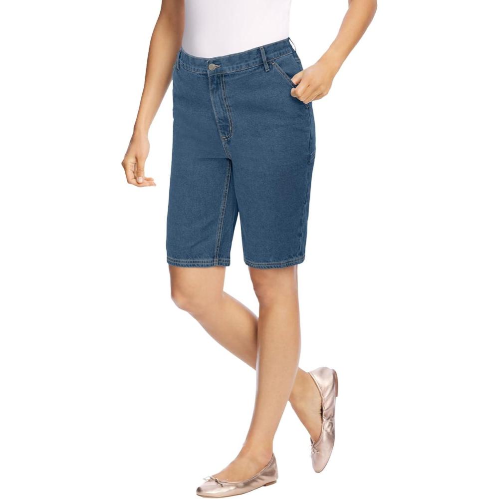 image:imageWoman Within Plus Size Carpenter Denim ShortMedium Stonewash