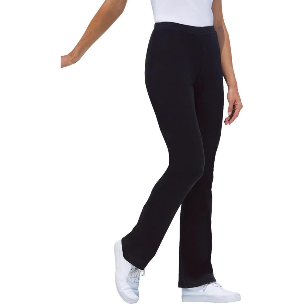 image:imageWoman Within Plus Size StretchCotton Knit PullOn Bootcut LeggingsBlack
