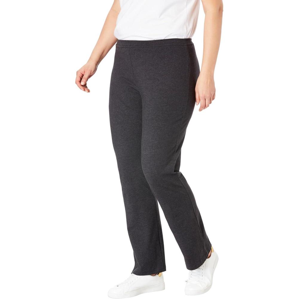 image:imageWoman Within Plus Size StretchCotton Knit PullOn Bootcut LeggingsHeather Charcoal