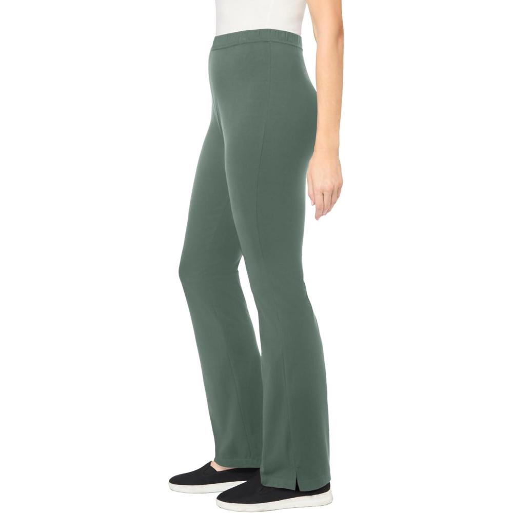 image:imageWoman Within Plus Size StretchCotton Knit PullOn Bootcut LeggingsPine