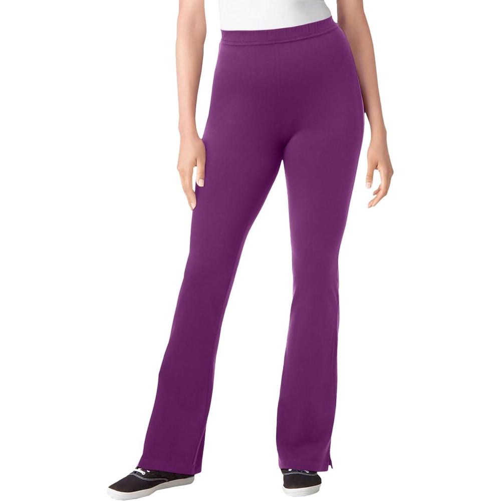 image:imageWoman Within Plus Size StretchCotton Knit PullOn Bootcut LeggingsPlum Purple
