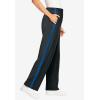 Woman Within Plus Size Cotton French Terry Straight-Leg Pull-On Side-Stripe Pants(Heather Charcoal Bright Cobalt)