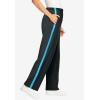Woman Within Plus Size Cotton French Terry Straight-Leg Pull-On Side-Stripe Pants(Heather Charcoal Paradise Blue)
