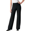 Woman Within Plus Size Stretch Ponte Knit Pull-On Wide-Leg Pants(Black)