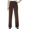 Woman Within Plus Size Stretch Ponte Knit Pull-On Wide-Leg Pants(Chocolate)