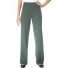 Woman Within Plus Size Stretch Ponte Knit Pull-On Wide-Leg Pants(Pine)