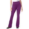Woman Within Plus Size Stretch-Cotton Knit Pull-On Bootcut Leggings(Plum Purple)
