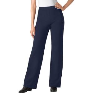 Woman Within Plus Size Stretch Ponte Knit Pull-On Wide-Leg Pants(Navy)