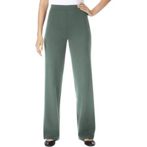 Woman Within Plus Size Stretch Ponte Knit Pull-On Wide-Leg Pants(Pine)