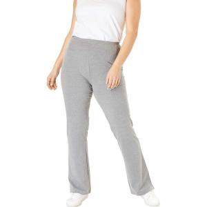 Woman Within Plus Size Stretch-Cotton Knit Pull-On Bootcut Leggings(Medium Heather Grey)