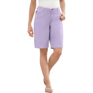 Woman Within Plus Size Stretch-Denim Five-Pocket Bermuda Jeans Shorts(Pale Lilac)