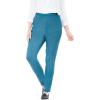 Woman Within Plus Size Petite Pull-On Elastic-Waist Stretch Fineline Denim Jeans – 18 WP, Indigo Sanded