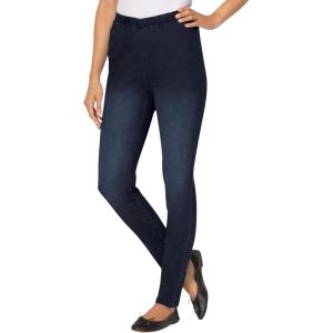 Woman Within Plus Size Tall Pull-On Elastic-Waist Stretch Fineline Denim Jeans – 20 T, Indigo Sanded