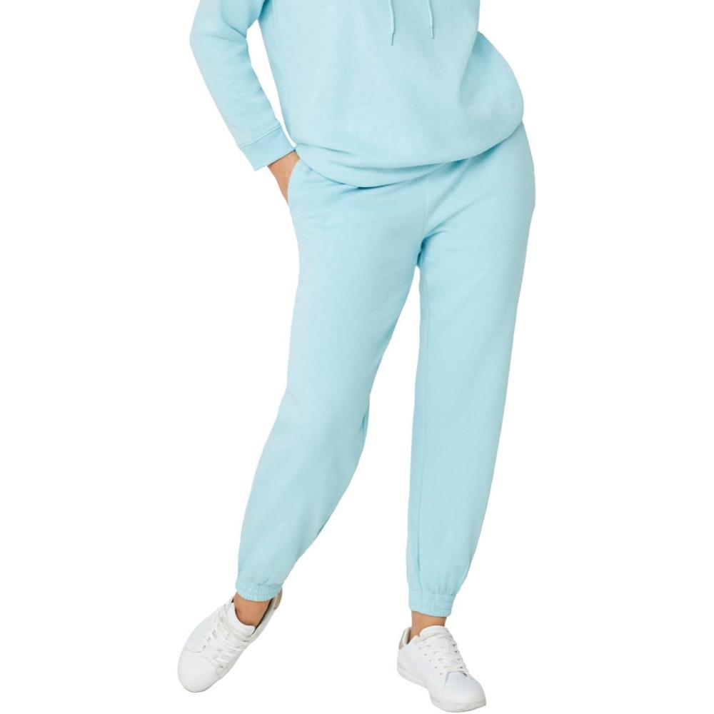 image:imageellos Plus Size Drawstring Waist Fleece SweatpantsAqua Sky