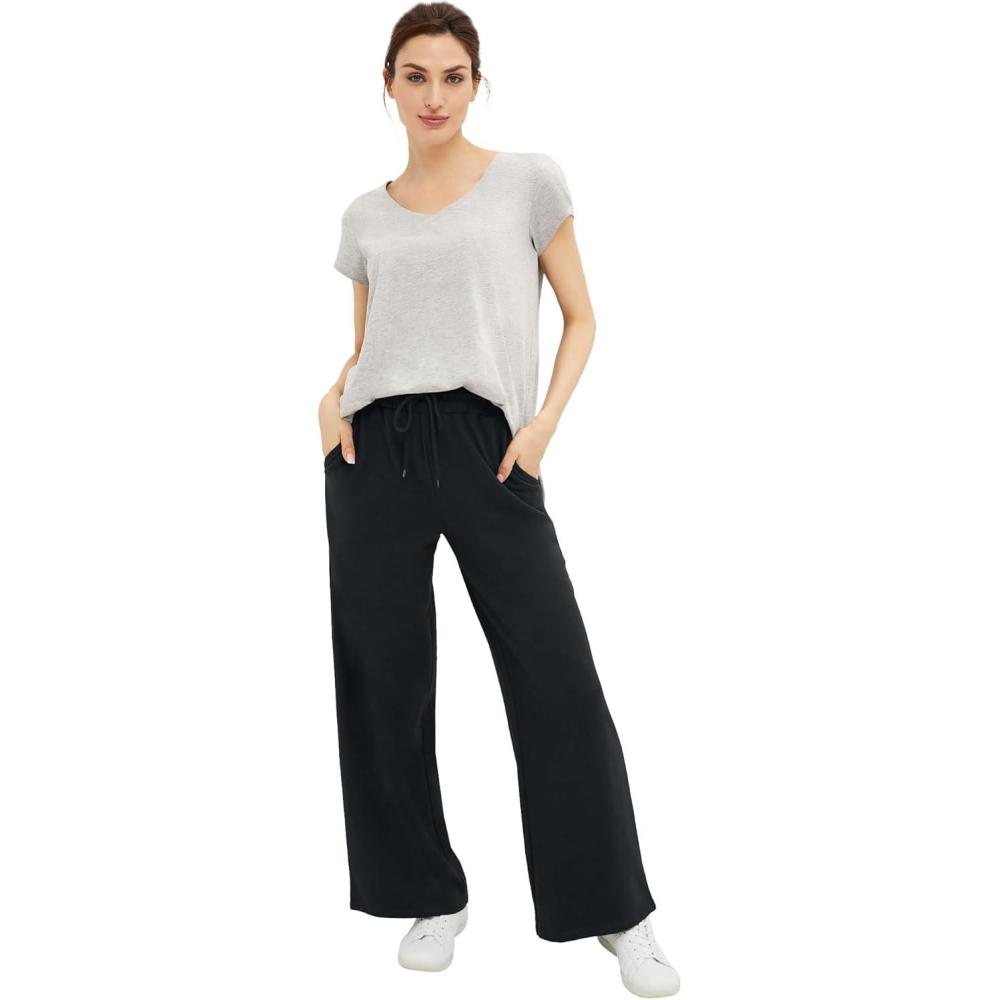 image:imageellos Plus Size Wide Leg French Terry SweatpantBlack