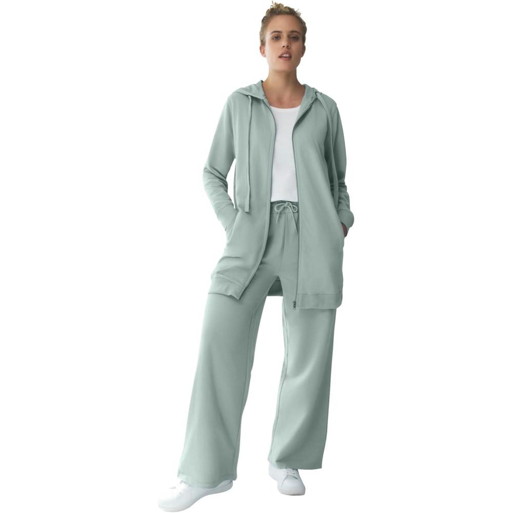 image:imageellos Plus Size Wide Leg French Terry SweatpantGrey Spruce
