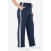 Woman Within Plus Size Better-Fleece Side-Stripe Pull-On Sweatpants(Navy White)