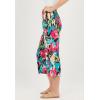 Woman Within Plus Size Pull-On Elastic-Waist Soft Capri(Black Happy Bloom)