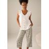 ellos Plus Size Gingham Back Elastic Wide Leg Crop Pants(Navy White Gingham)